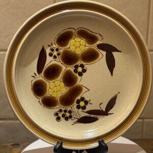 Vintage Yamaka Stoneware Kilncraft 12" Round Serving Plate Japan Java Flowers